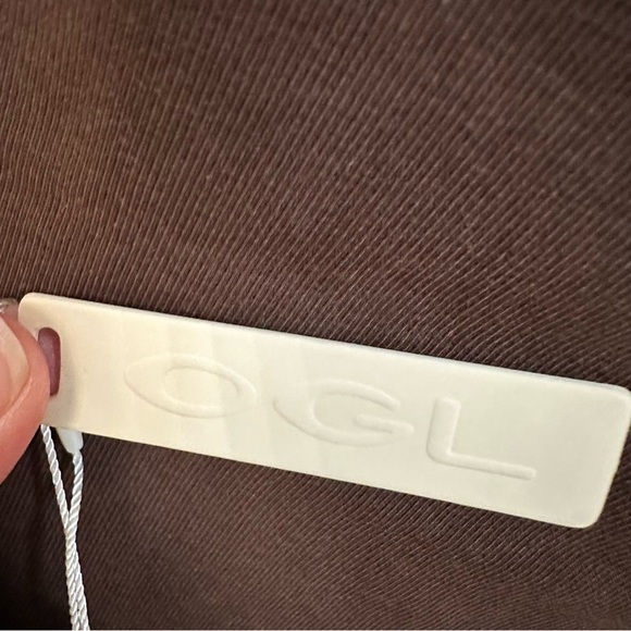 OGL Women’s Mockneck Tucks Midi-Dress Cap Sleeve in Hazelnut Coco Sz L NWT - Picture 6 of 10